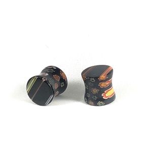 Double Flare Black Stripe Acrylic Ear Gauges/Plugs